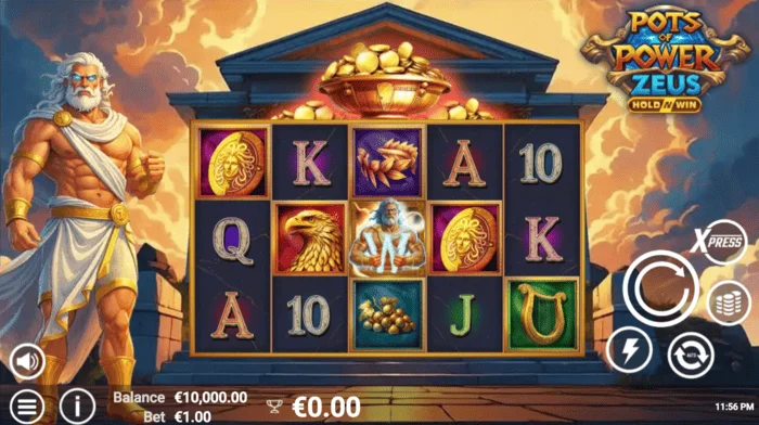 Pots of Power: Zeus - hoofdscherm met rollen